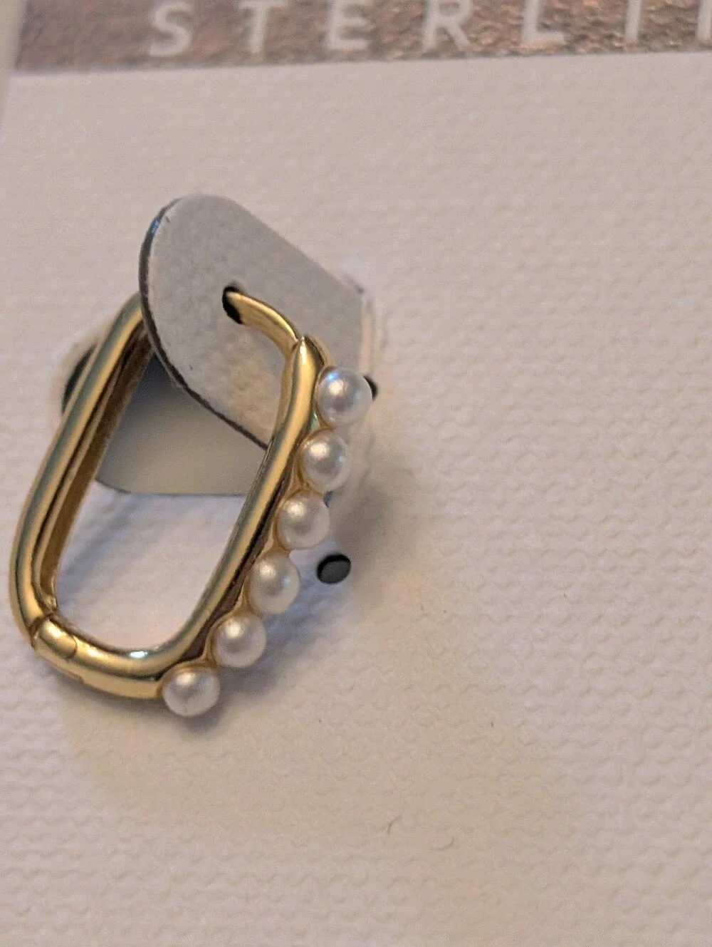 Argento Vivo Gold-Plated Hoop Earrings with White Pearls - Picture 2 of 5
